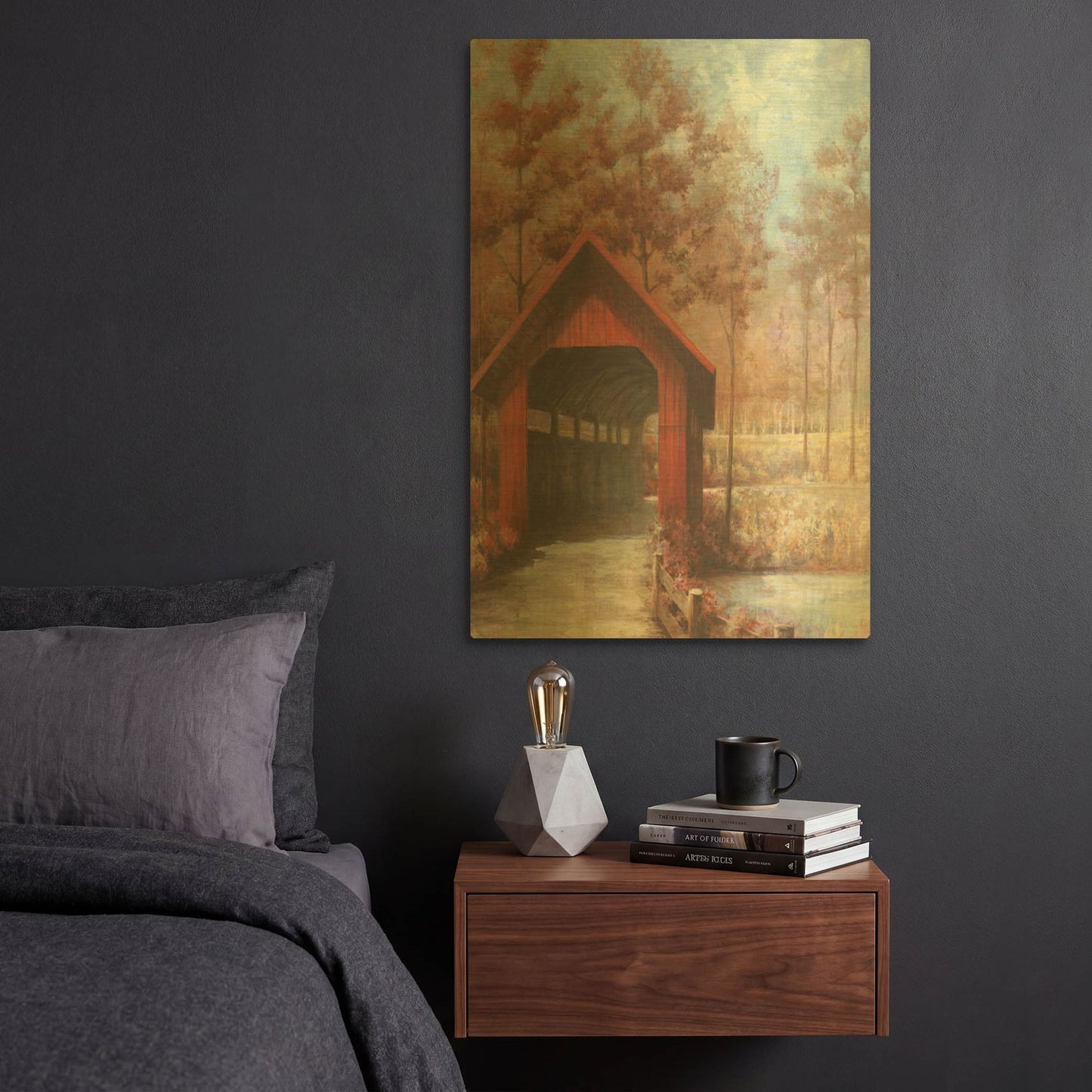 'Covered Bridge' By White Ladder Gold Metal Wall Art