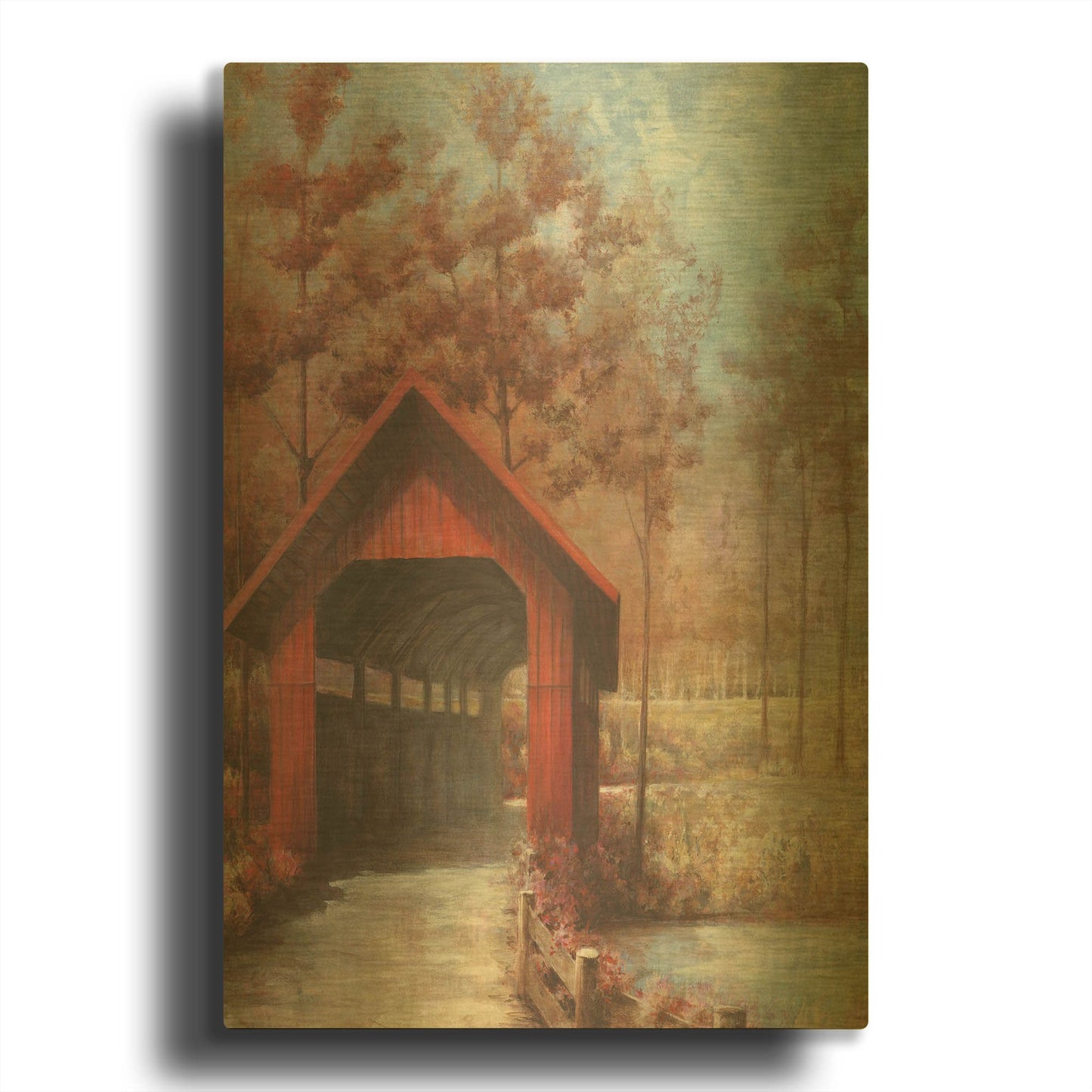 'Covered Bridge' By White Ladder Gold Metal Wall Art