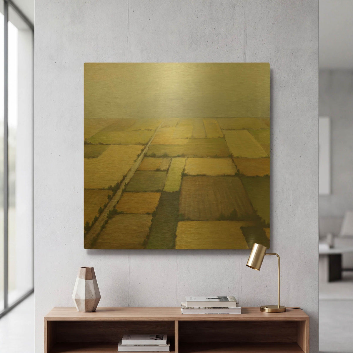 'Farmland From Above' By White Ladder Gold Metal Wall Art
