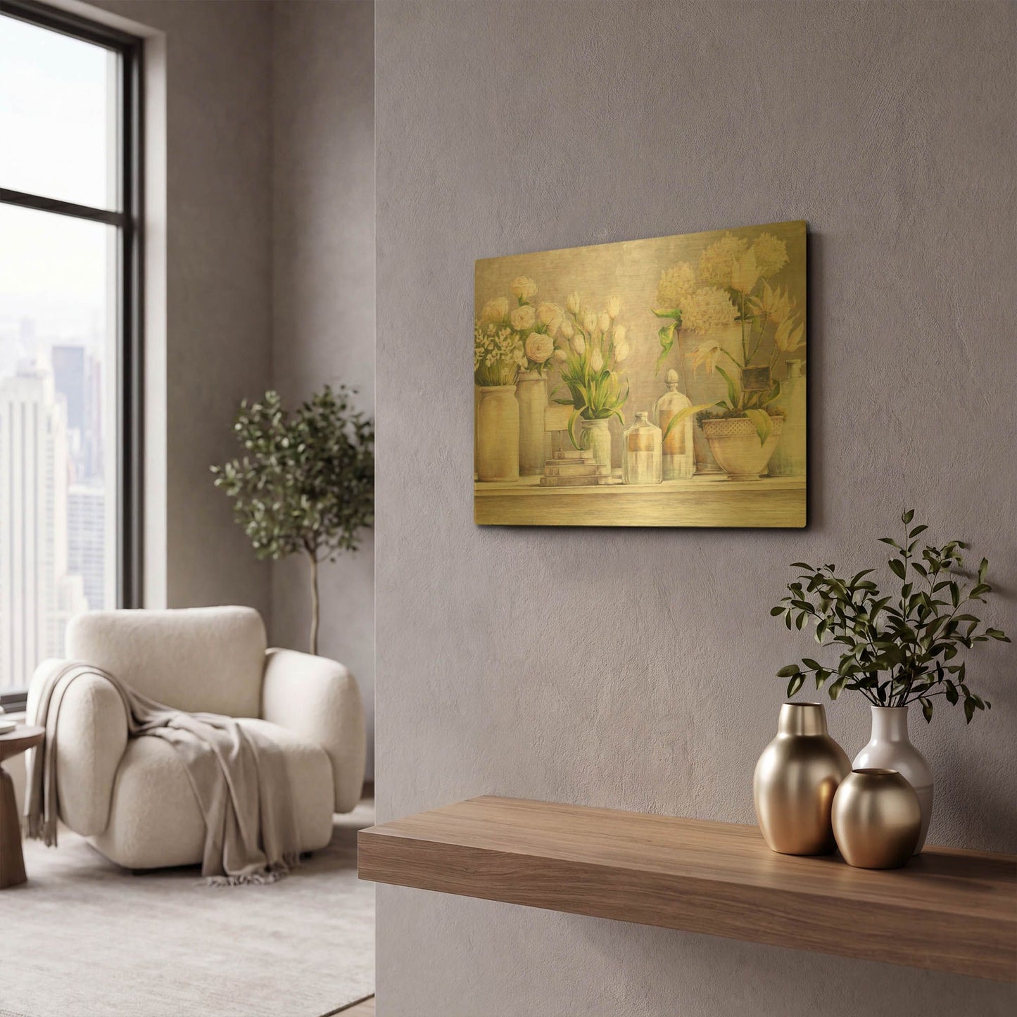 'Favorite Flowers' By White Ladder Gold Metal Wall Art
