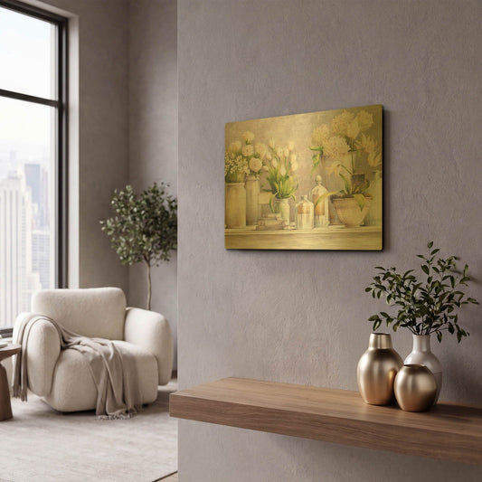 'Favorite Flowers' By White Ladder Gold Metal Wall Art