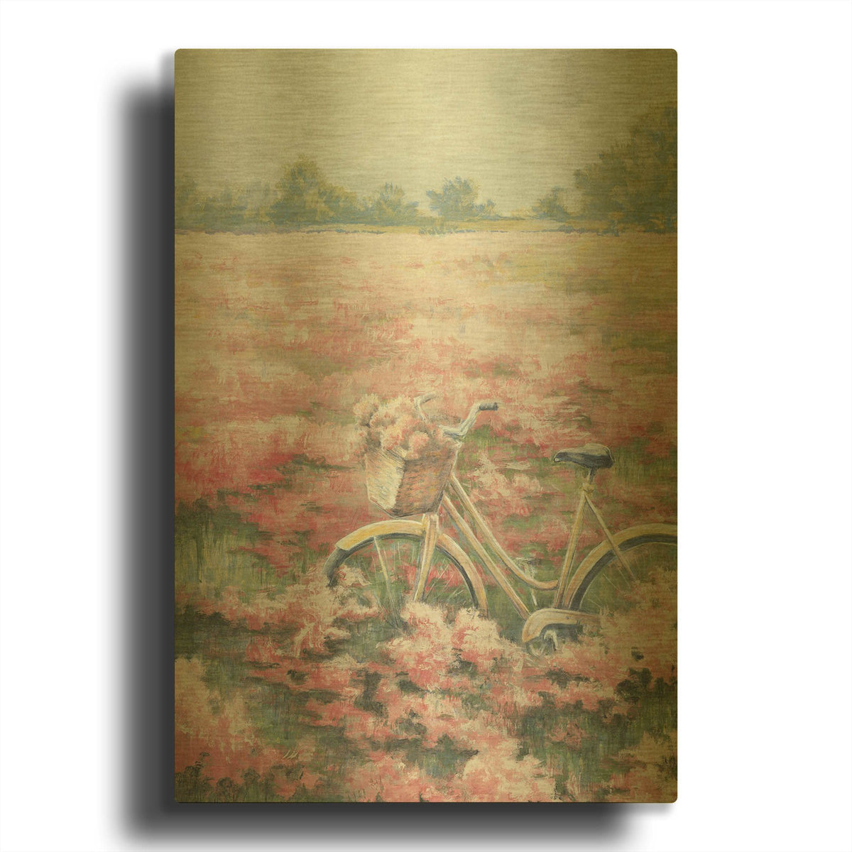 'Field Of Flowers' By White Ladder Gold Metal Wall Art