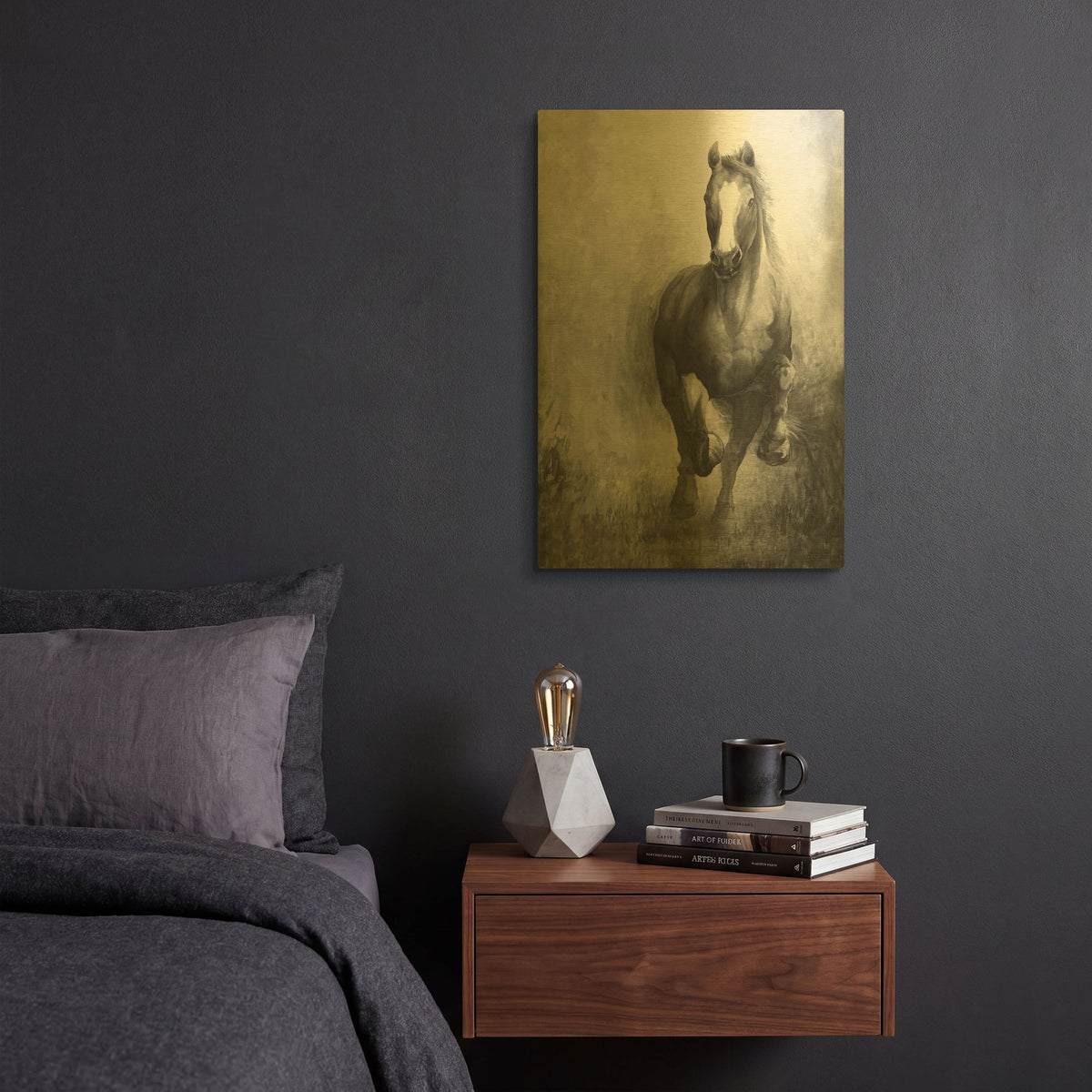 'Galloping Horse' By White Ladder Gold Metal Wall Art