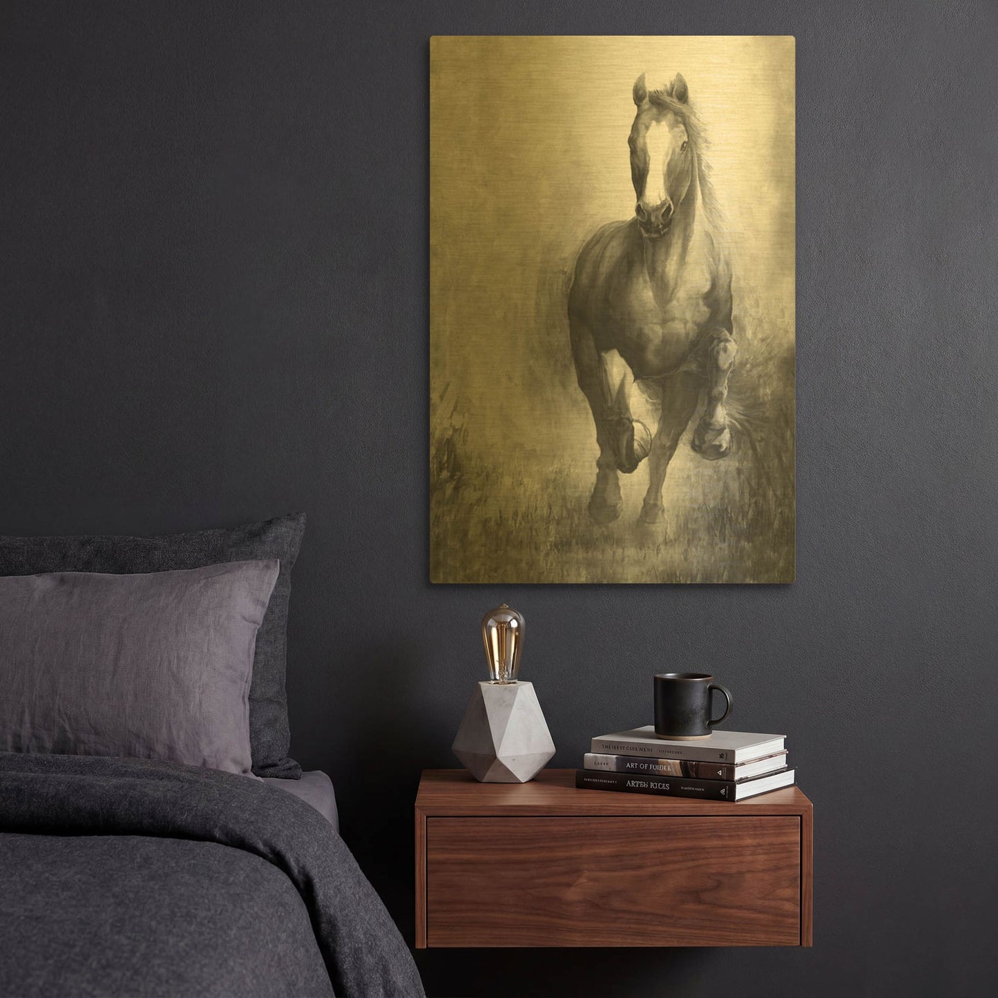 'Galloping Horse' By White Ladder Gold Metal Wall Art
