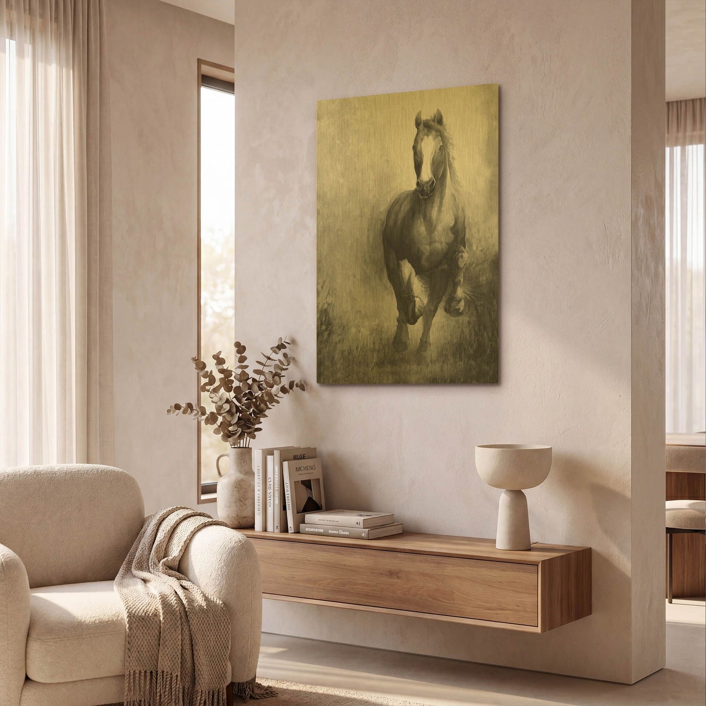 'Galloping Horse' By White Ladder Gold Metal Wall Art
