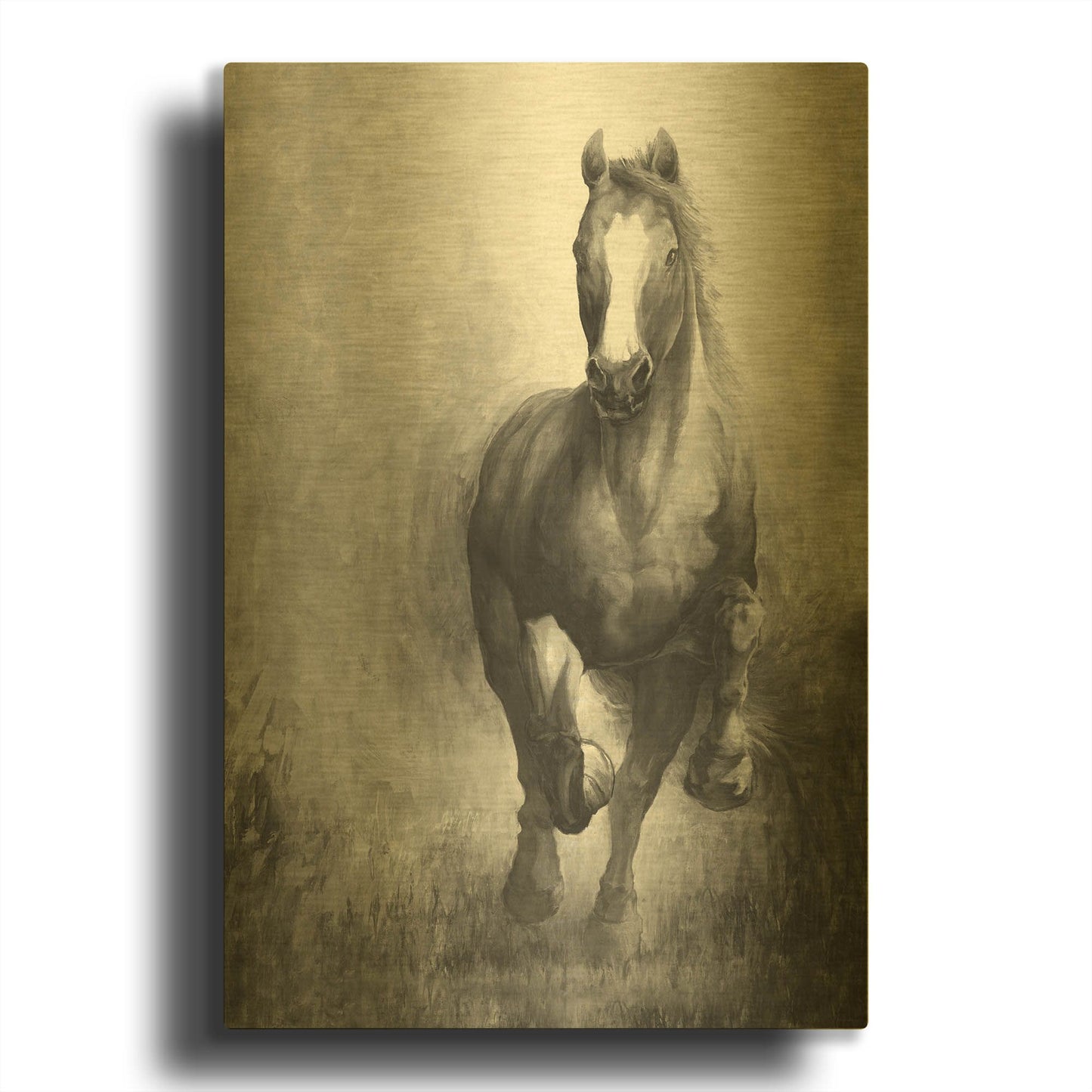 'Galloping Horse' By White Ladder Gold Metal Wall Art