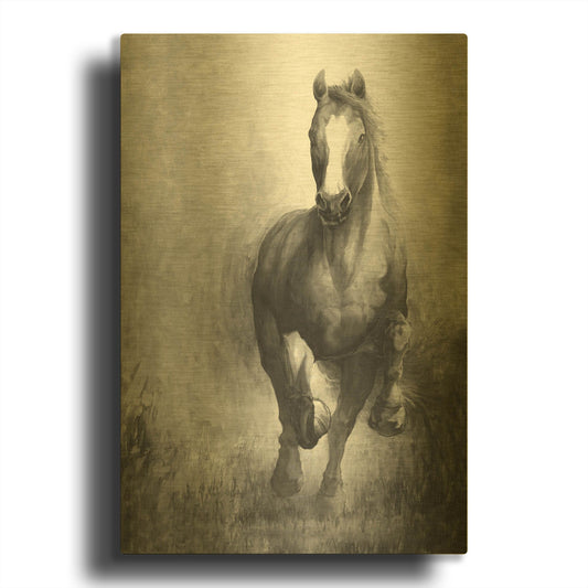 'Galloping Horse' By White Ladder Gold Metal Wall Art