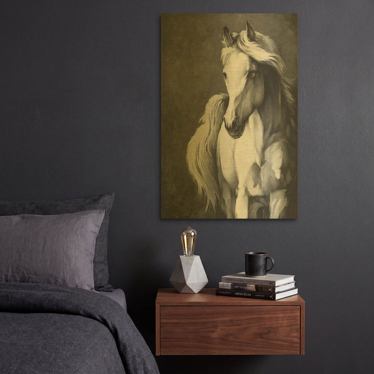 'White Horse' By White Ladder Gold Metal Wall Art