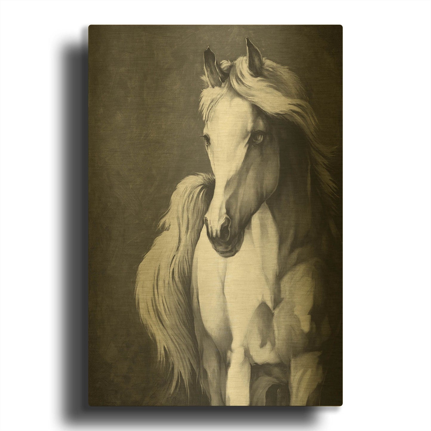 'White Horse' By White Ladder Gold Metal Wall Art