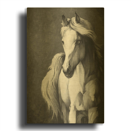 'White Horse' By White Ladder Gold Metal Wall Art