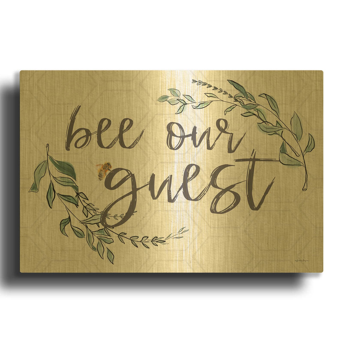 'Bee Our Guest' By Susie Boyer Gold Metal Wall Art