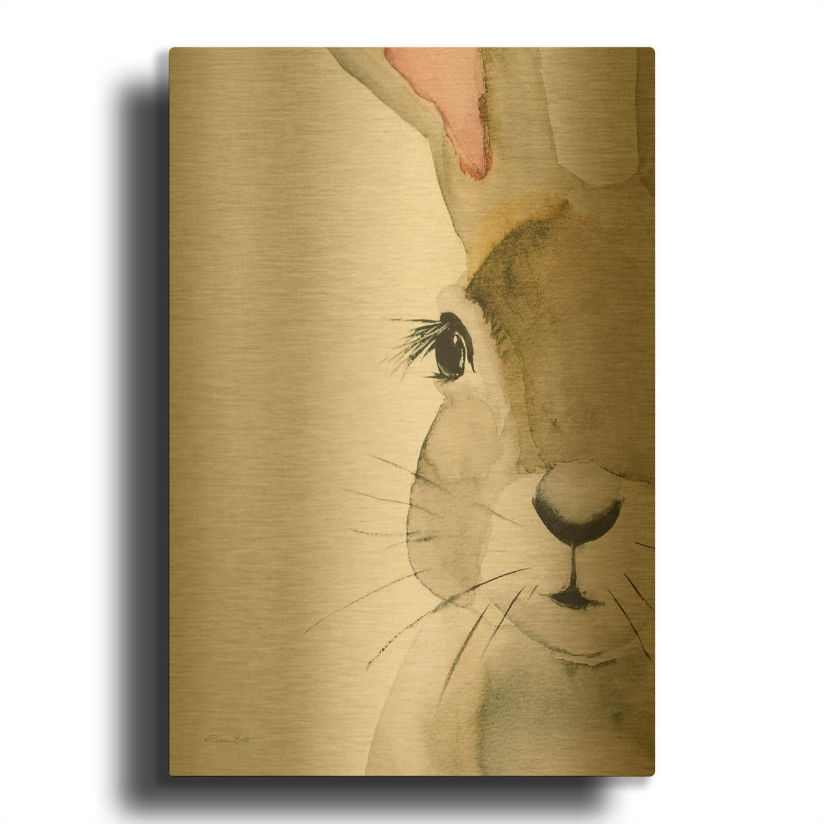 'Peeking Bunny' By Susan Ball Gold Metal Wall Art