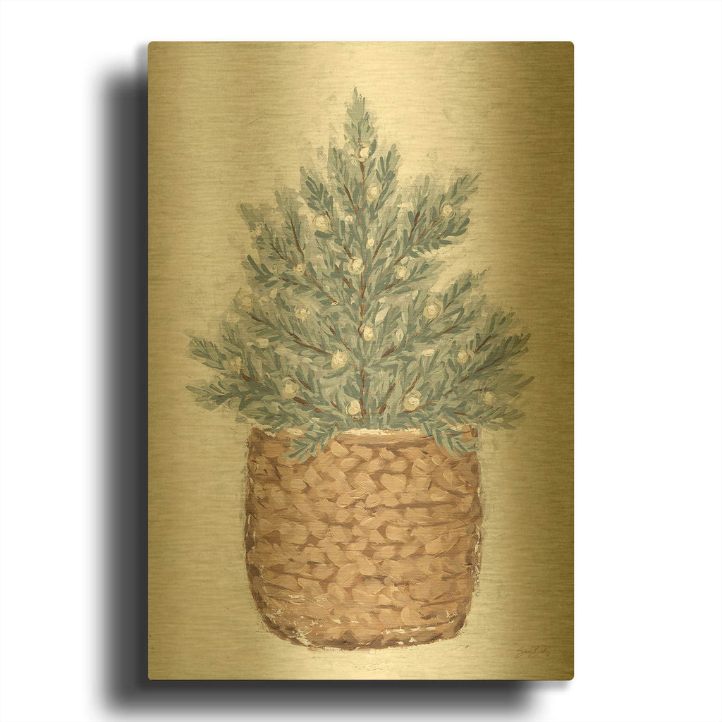 'Cute Plant' By Sara Baker Gold Metal Wall Art