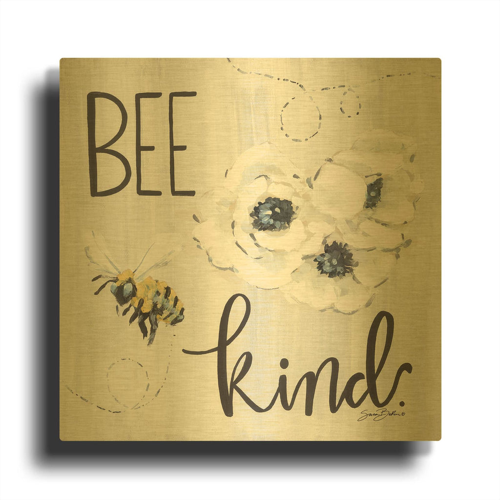 'Bee Kind' By Sara Baker Gold Metal Wall Art