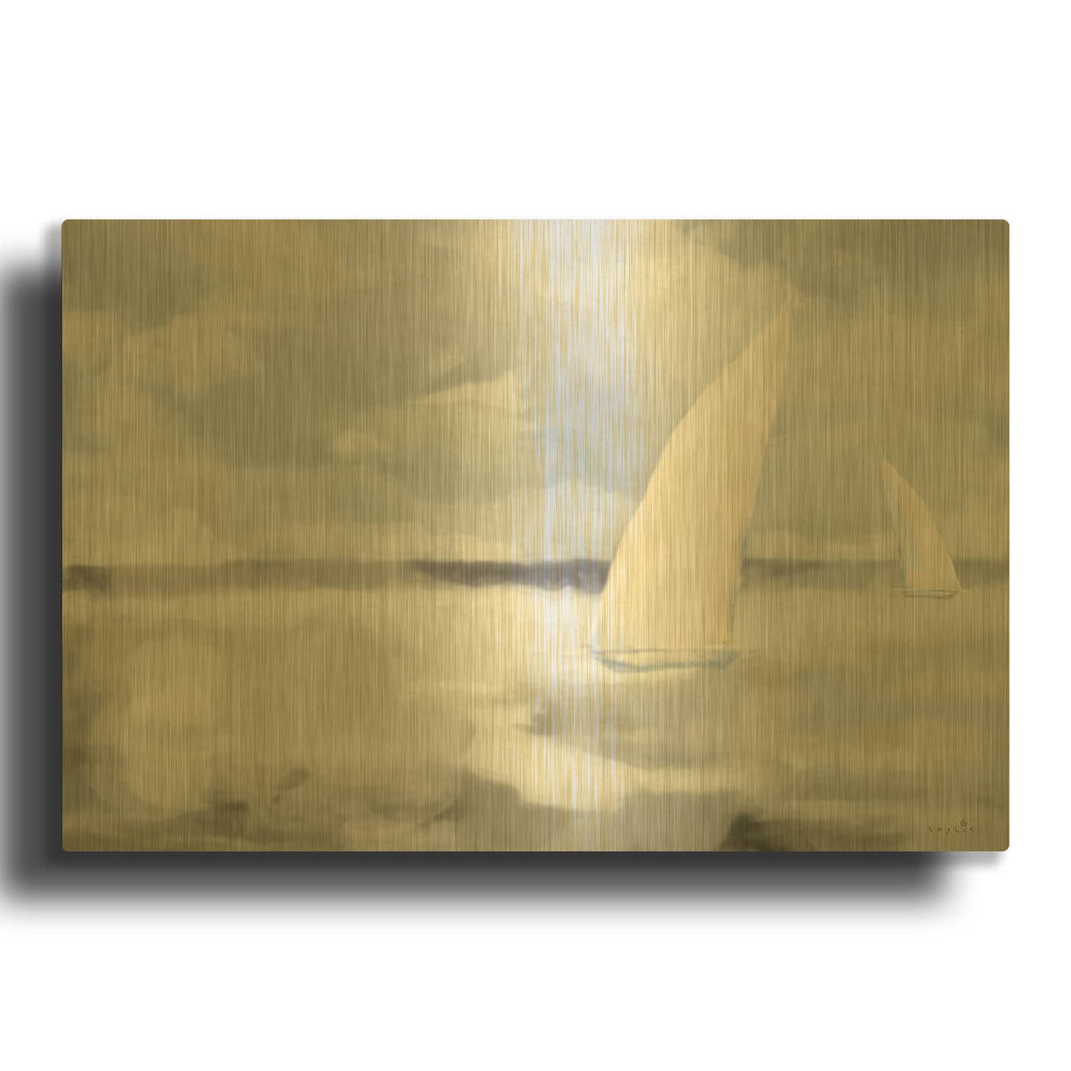 'Sailing On The Sea' By Sophie 6 Gold Metal Wall Art
