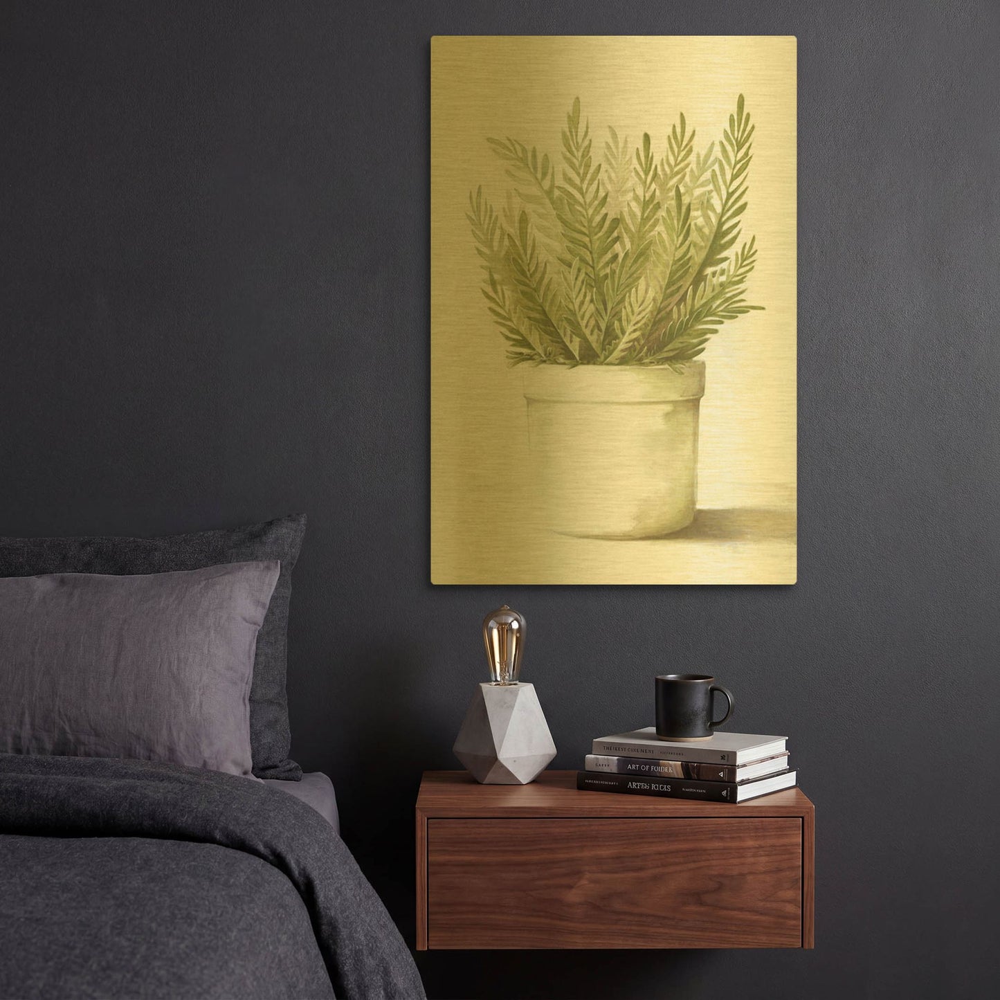 'Potted Fern' By Dogwood Portfolio Gold Metal Wall Art