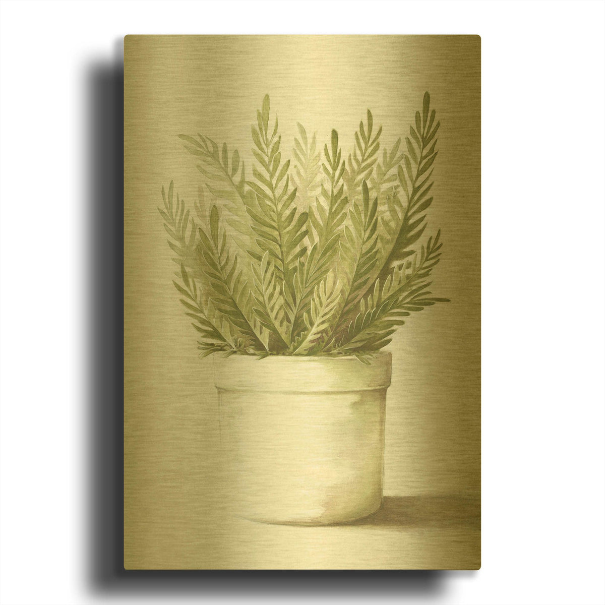 'Potted Fern' By Dogwood Portfolio Gold Metal Wall Art