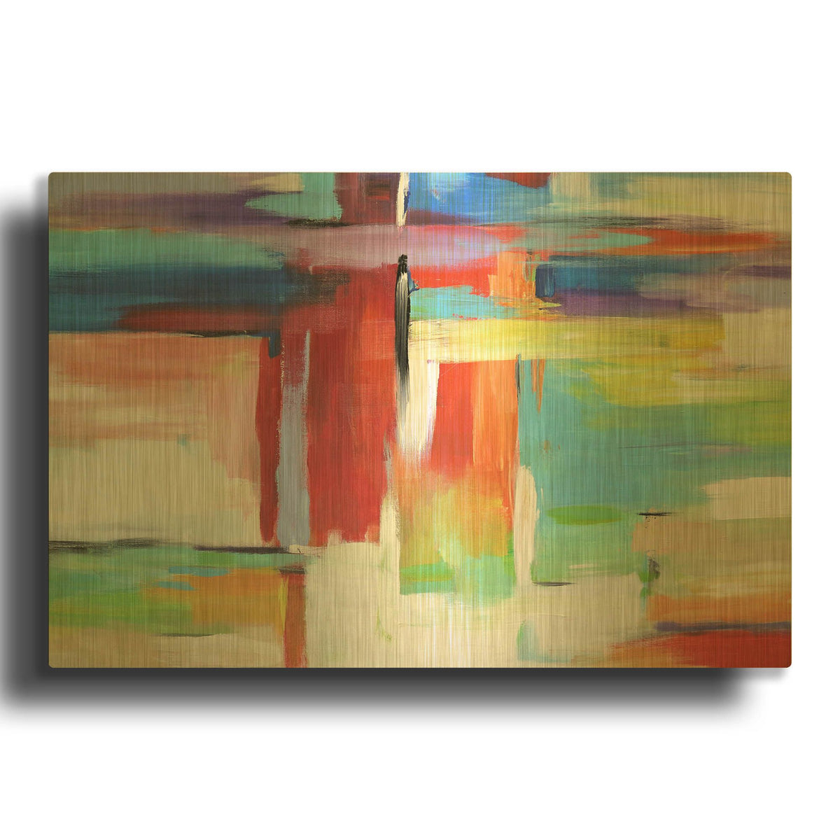'Abstract City Lights' By Christov Art Gold Metal Wall Art
