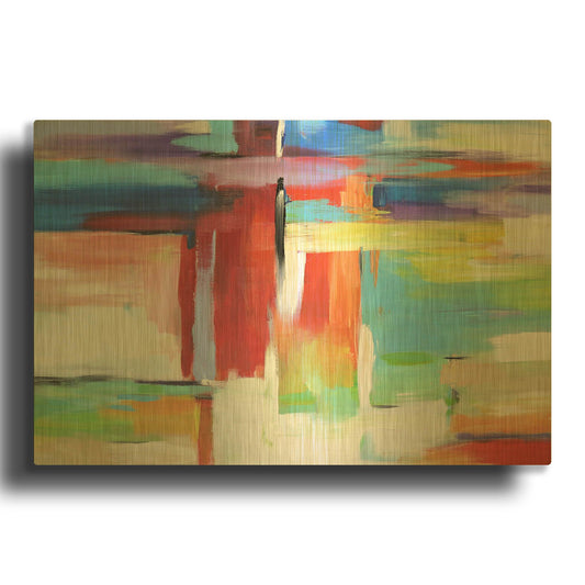 'Abstract City Lights' By Christov Art Gold Metal Wall Art