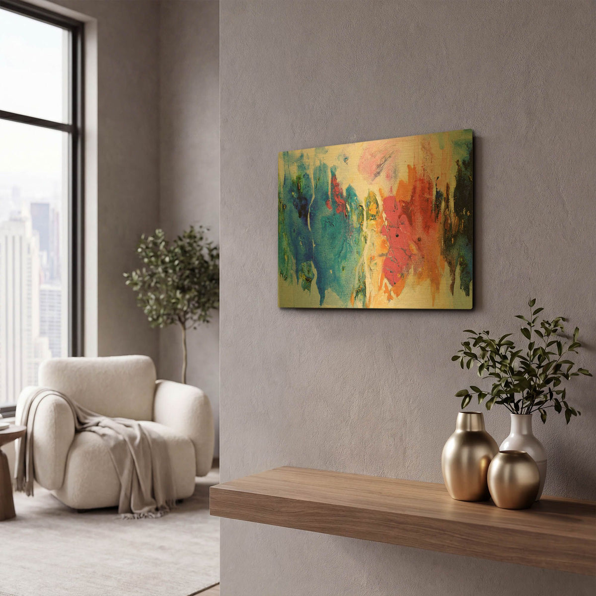 'Abstract Composition 14' By Christov Art Gold Metal Wall Art