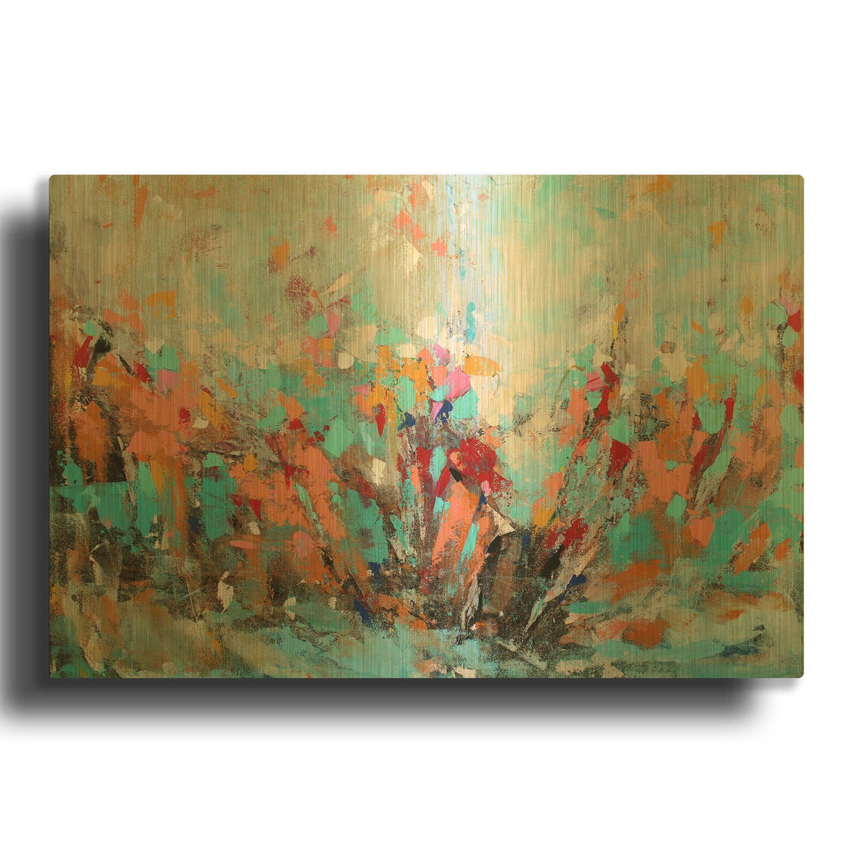 'Abstract Garden' By Christov Art Gold Metal Wall Art