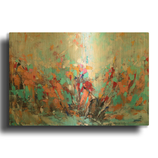 'Abstract Garden' By Christov Art Gold Metal Wall Art