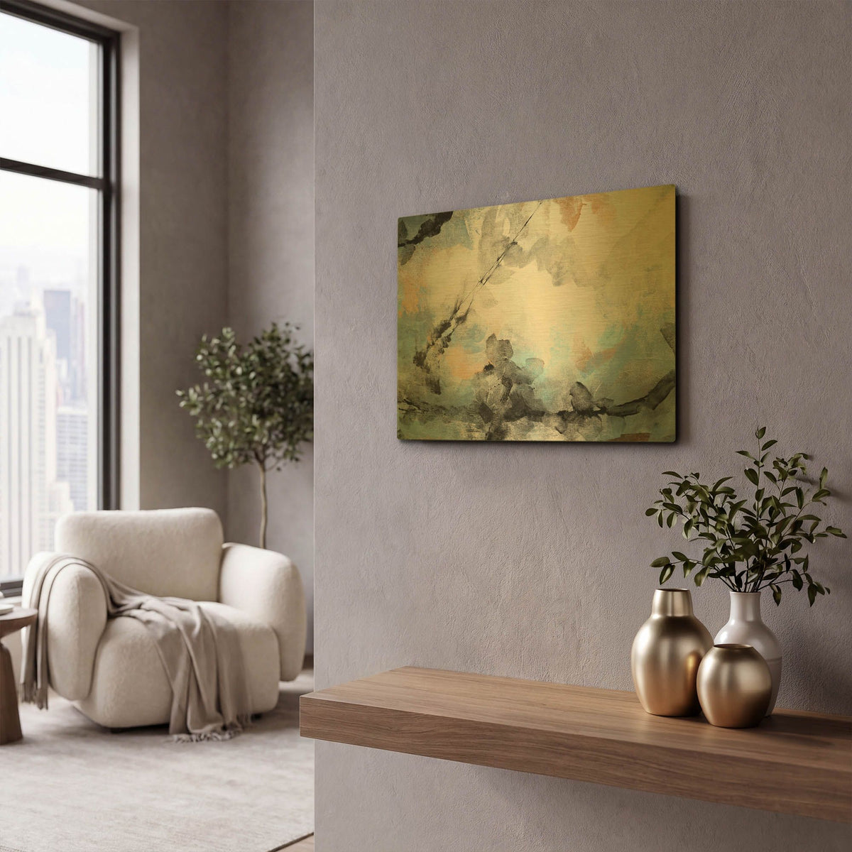 'Abstract River 2' By Christov Art Gold Metal Wall Art