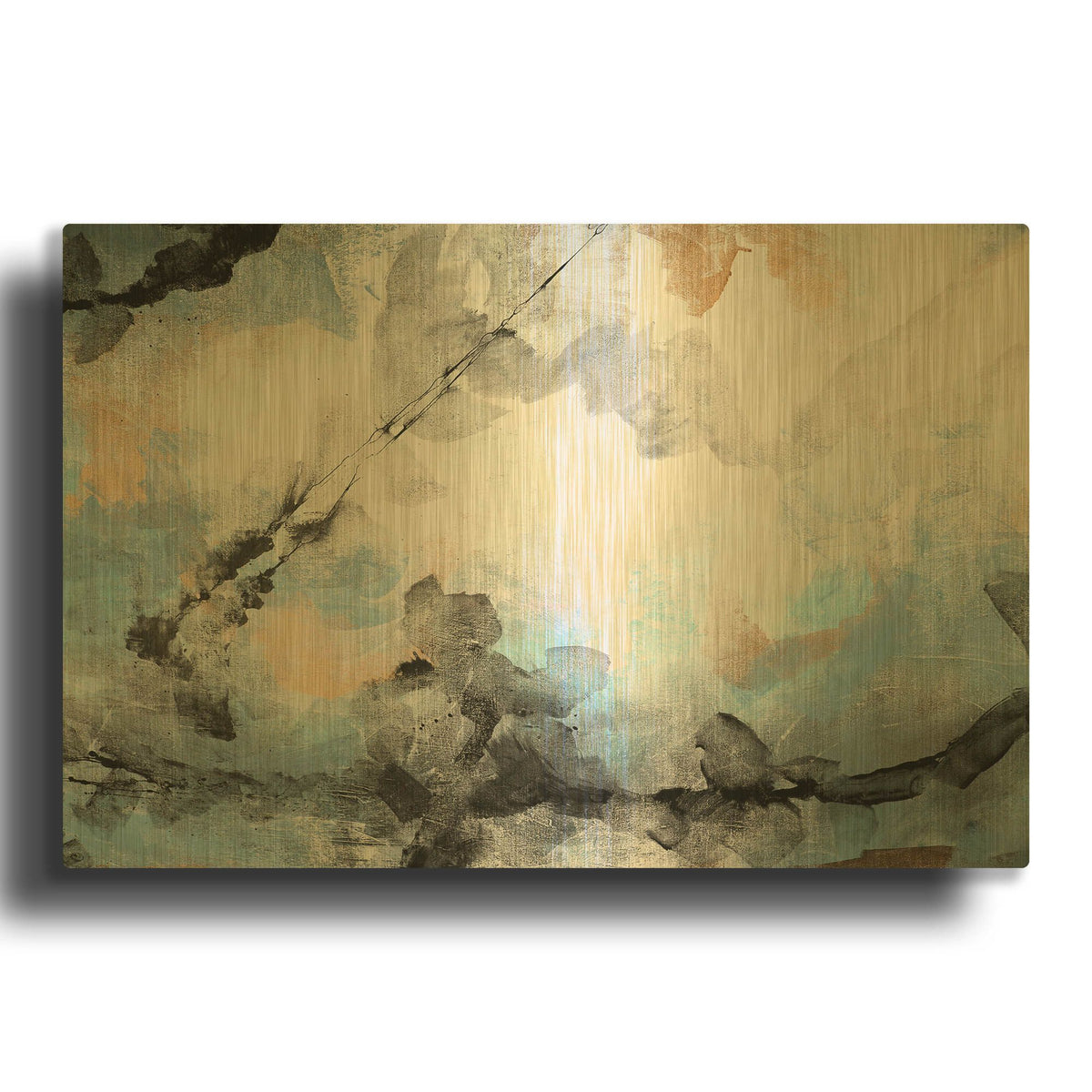 'Abstract River 2' By Christov Art Gold Metal Wall Art