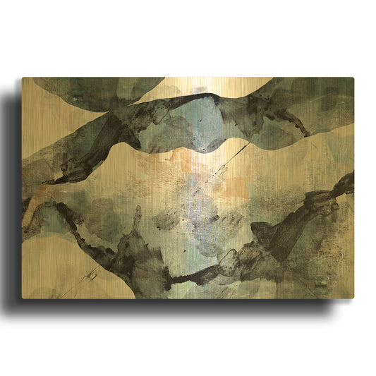 'Abstract River' By Christov Art Gold Metal Wall Art