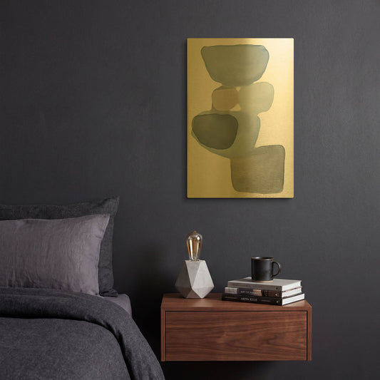 'Abstract Shapes 08' By Christov Art Gold Metal Wall Art