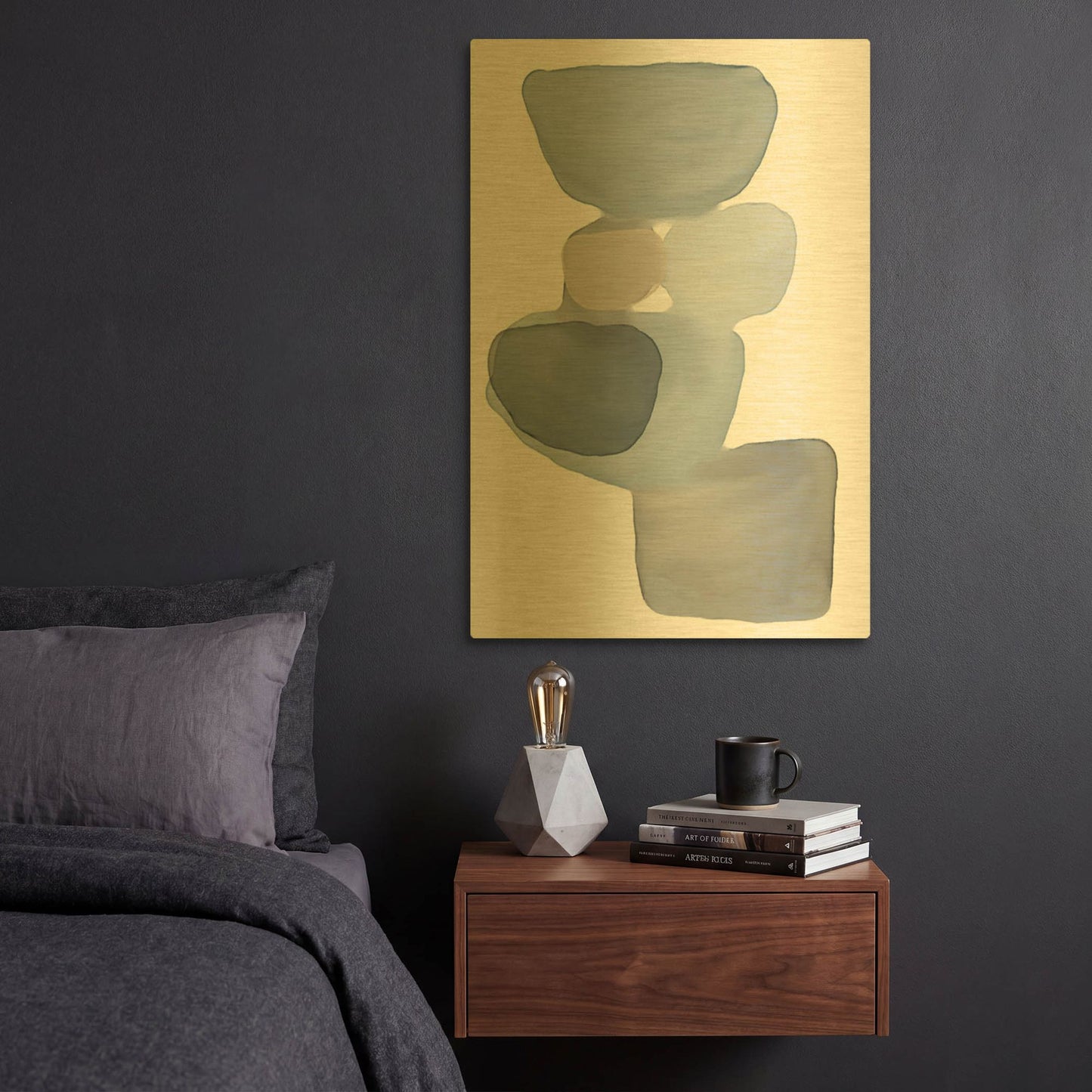 'Abstract Shapes 08' By Christov Art Gold Metal Wall Art
