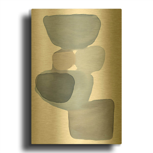 'Abstract Shapes 08' By Christov Art Gold Metal Wall Art
