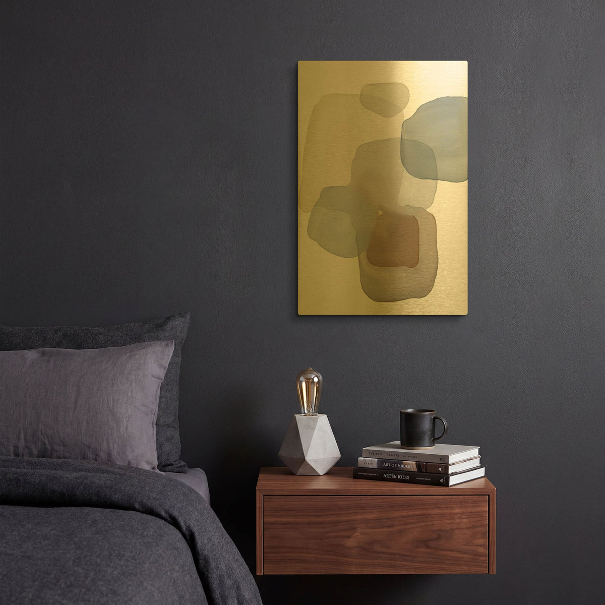 'Abstract Shapes 09' By Christov Art Gold Metal Wall Art