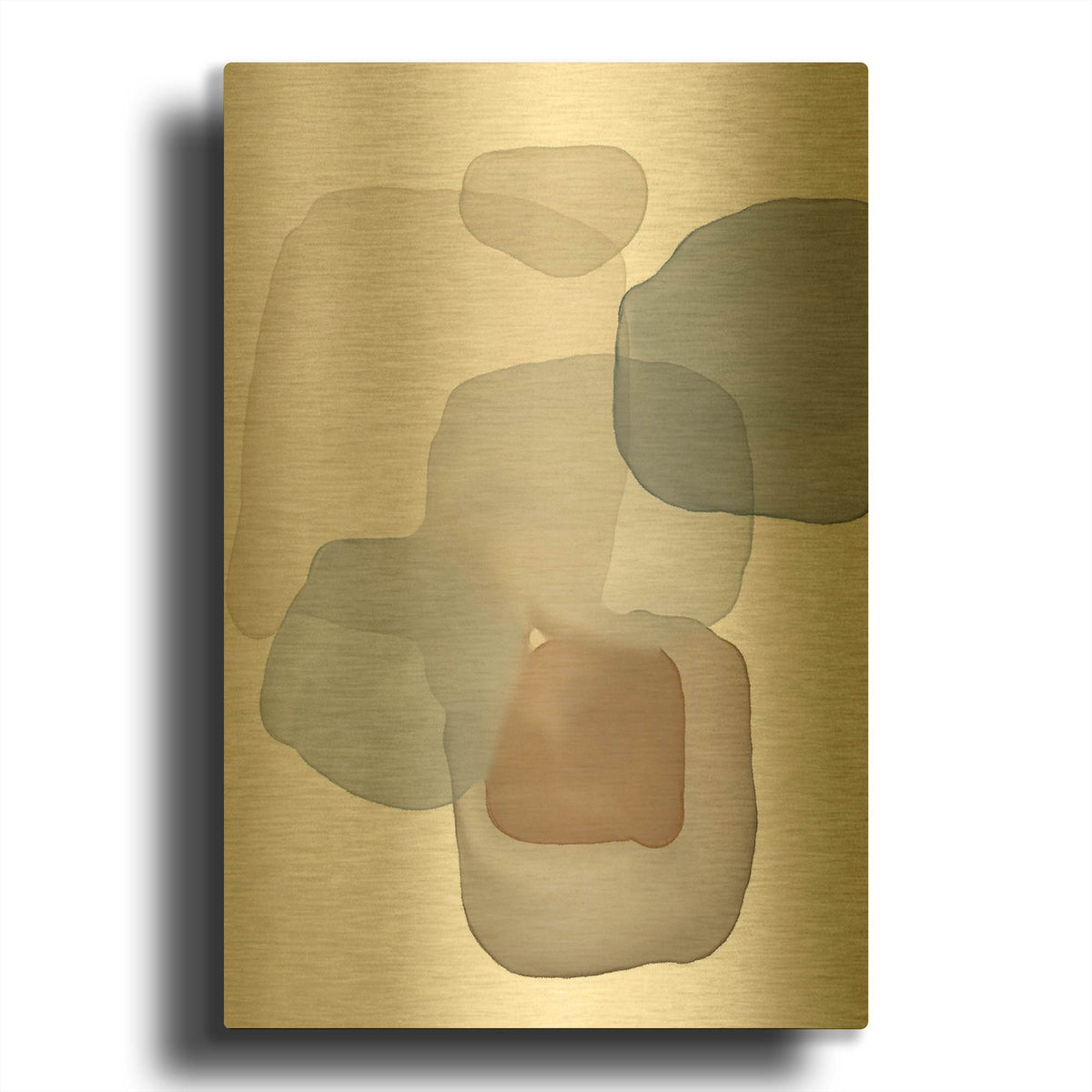'Abstract Shapes 09' By Christov Art Gold Metal Wall Art