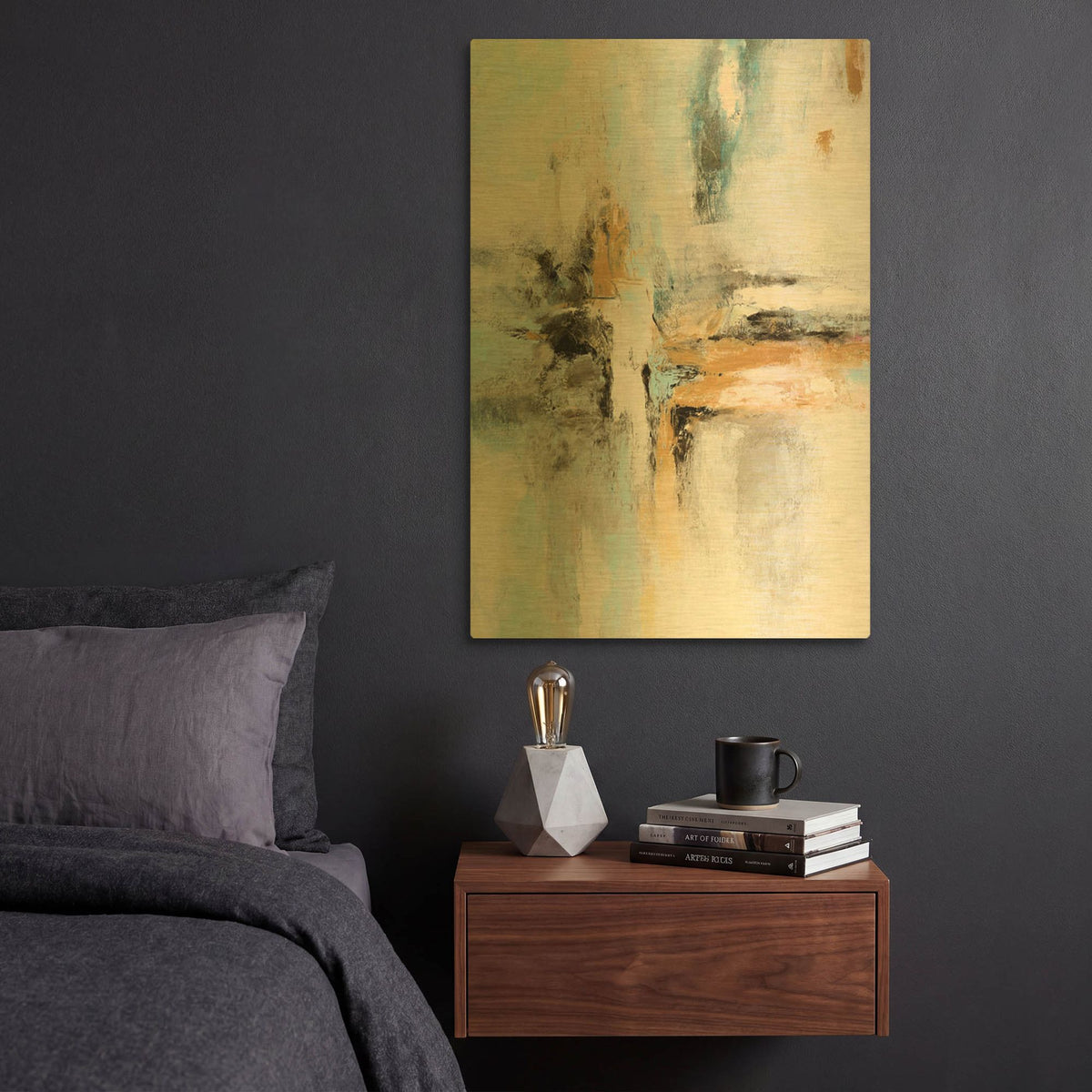 'Abstract Sunrise' By Christov Art Gold Metal Wall Art