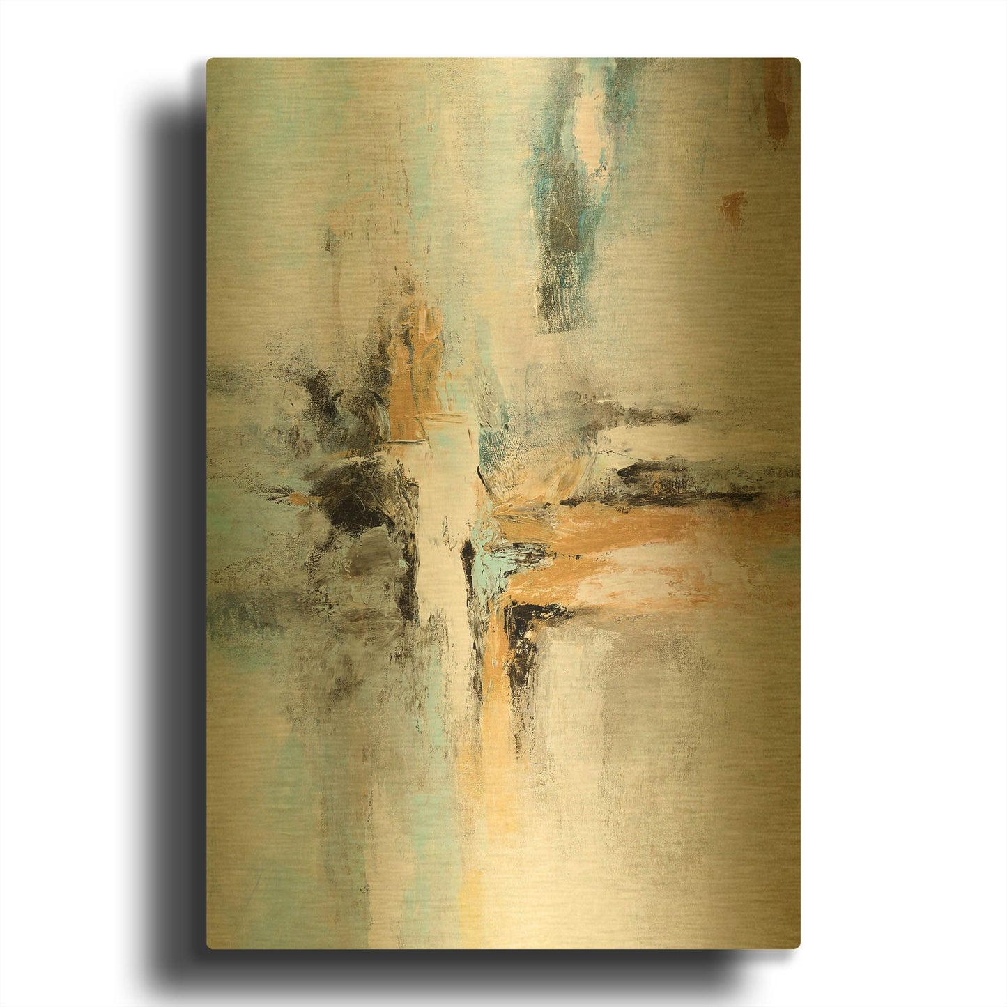 'Abstract Sunrise' By Christov Art Gold Metal Wall Art