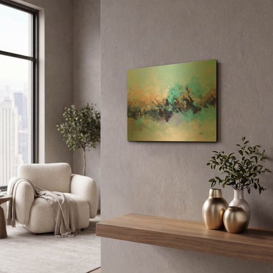 'Abstraction 17' By Christov Art Gold Metal Wall Art