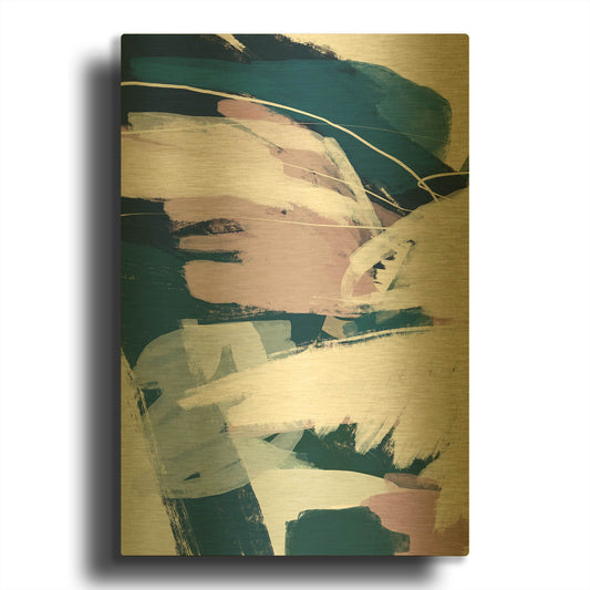 'Abstraction 7' By Christov Art Gold Metal Wall Art