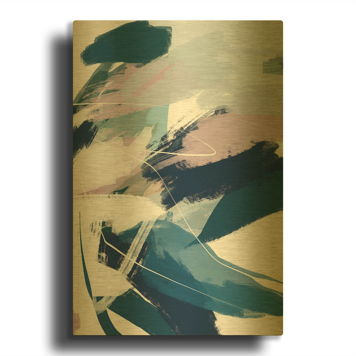'Abstraction 8' By Christov Art Gold Metal Wall Art