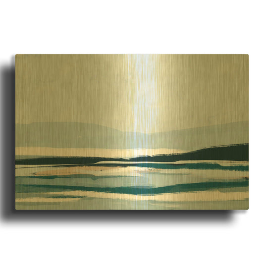 'Coastal Abstract 2' By Christov Art Gold Metal Wall Art