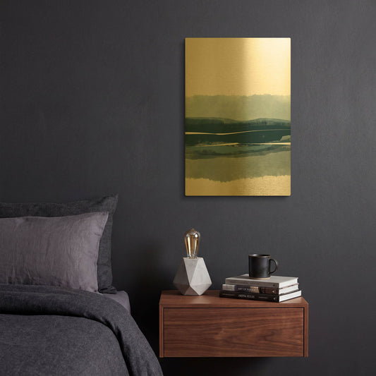 'Coastal Abstract 4' By Christov Art Gold Metal Wall Art