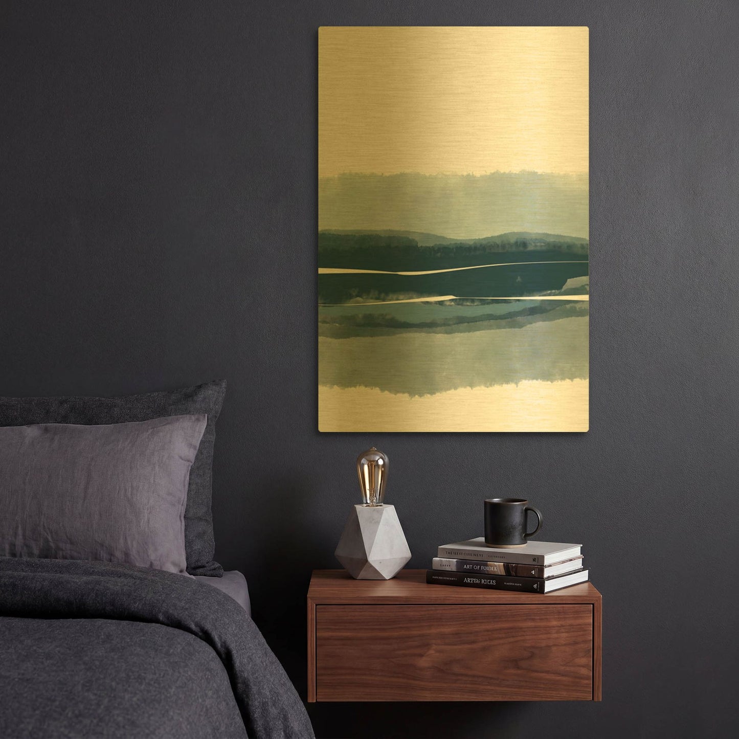 'Coastal Abstract 4' By Christov Art Gold Metal Wall Art