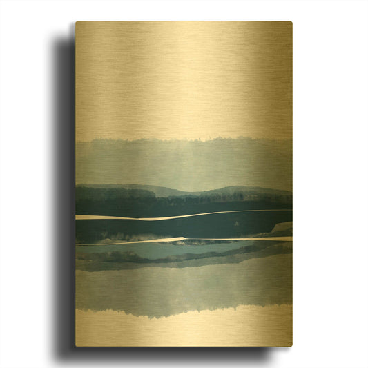 'Coastal Abstract 4' By Christov Art Gold Metal Wall Art