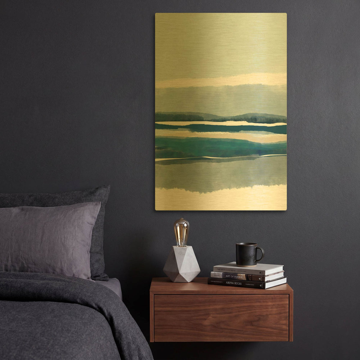 'Coastal Abstract 6' By Christov Art Gold Metal Wall Art