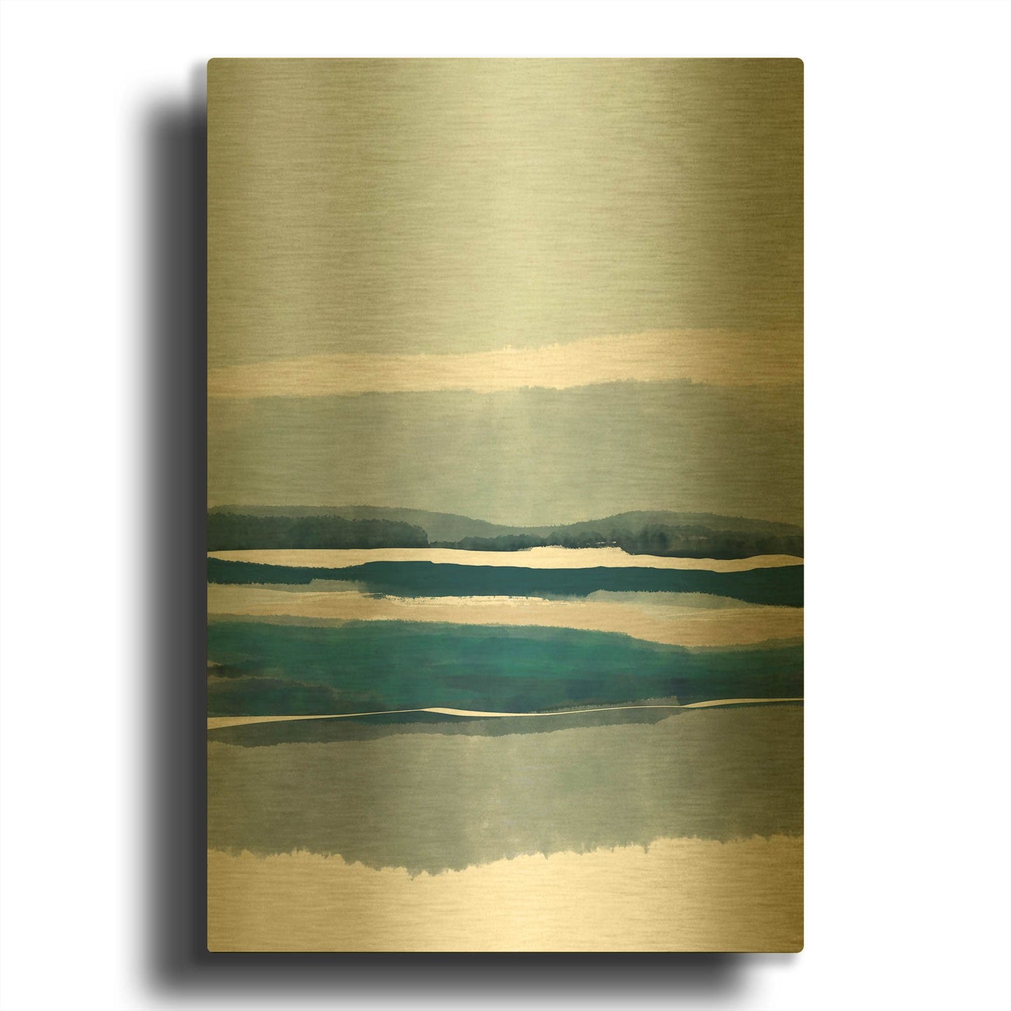 'Coastal Abstract 6' By Christov Art Gold Metal Wall Art
