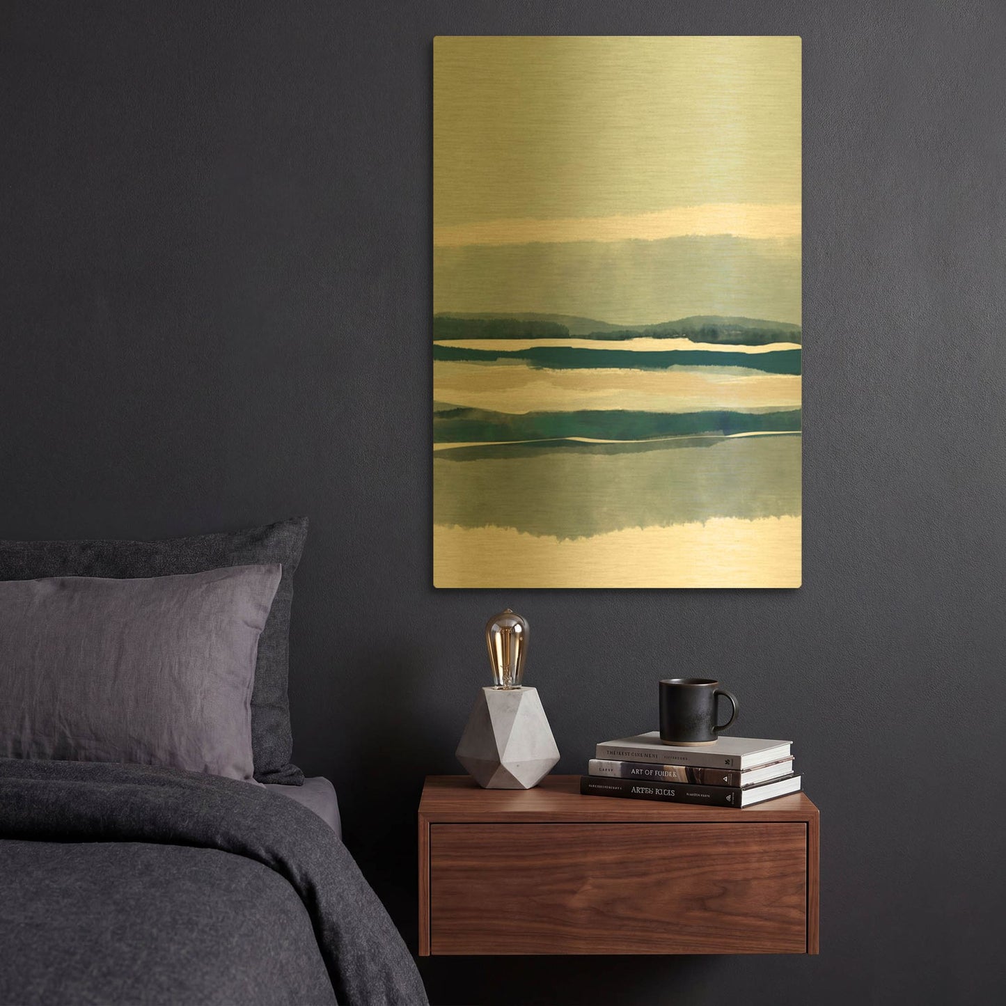 'Coastal Abstract 7' By Christov Art Gold Metal Wall Art