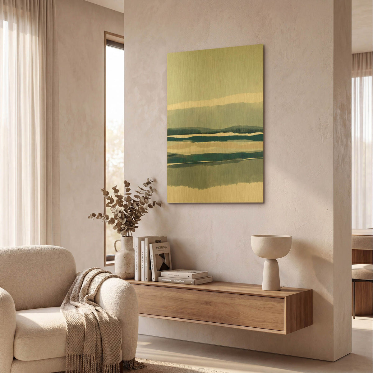 'Coastal Abstract 7' By Christov Art Gold Metal Wall Art