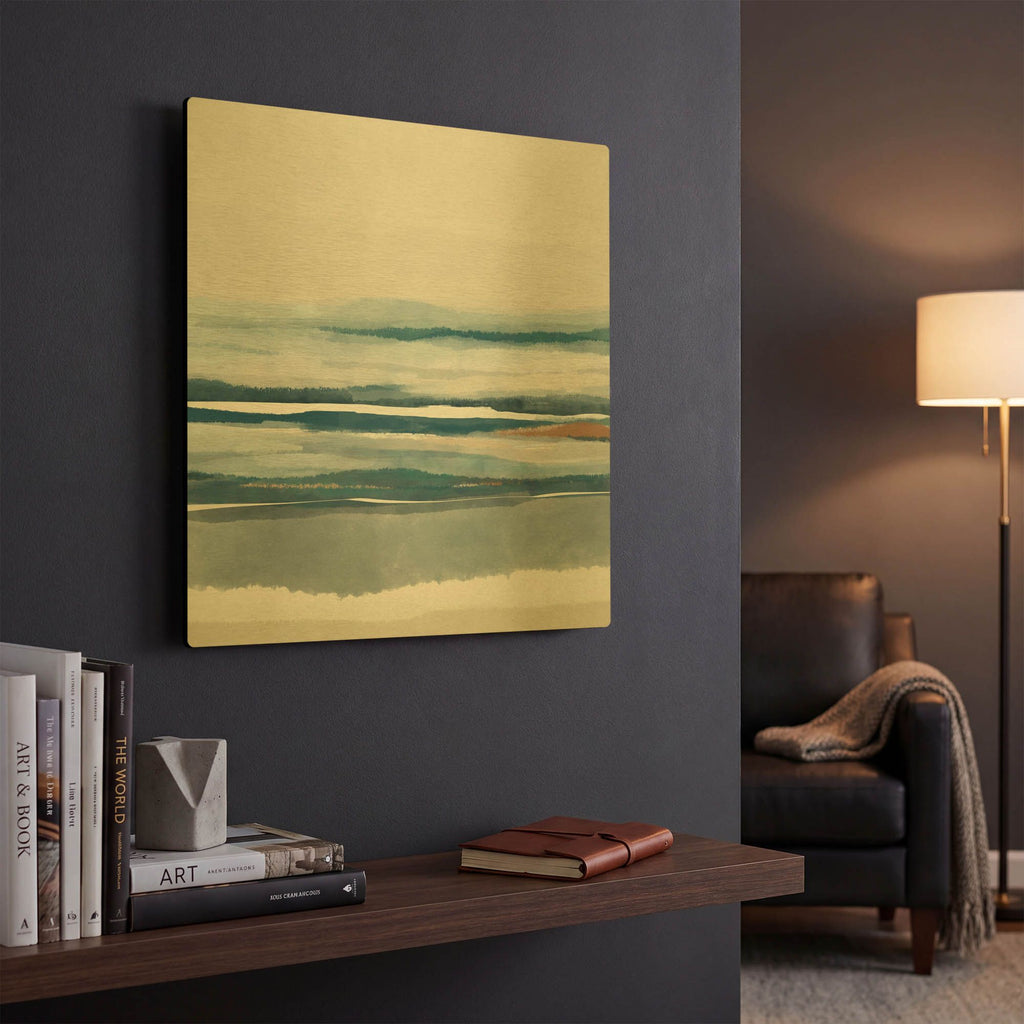 'Coastal Abstract 8' By Christov Art Gold Metal Wall Art