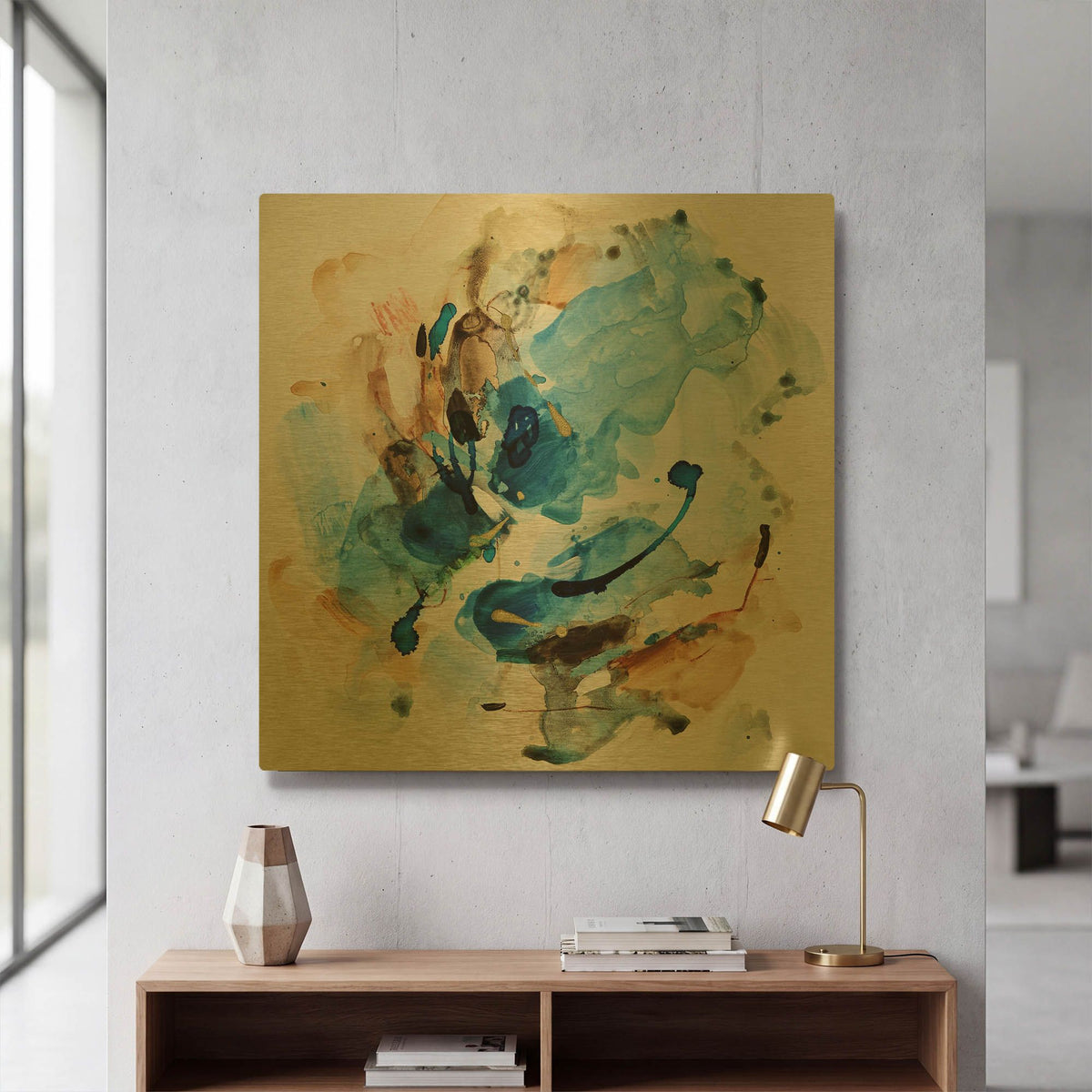 'Expression 5' By Christov Art Gold Metal Wall Art