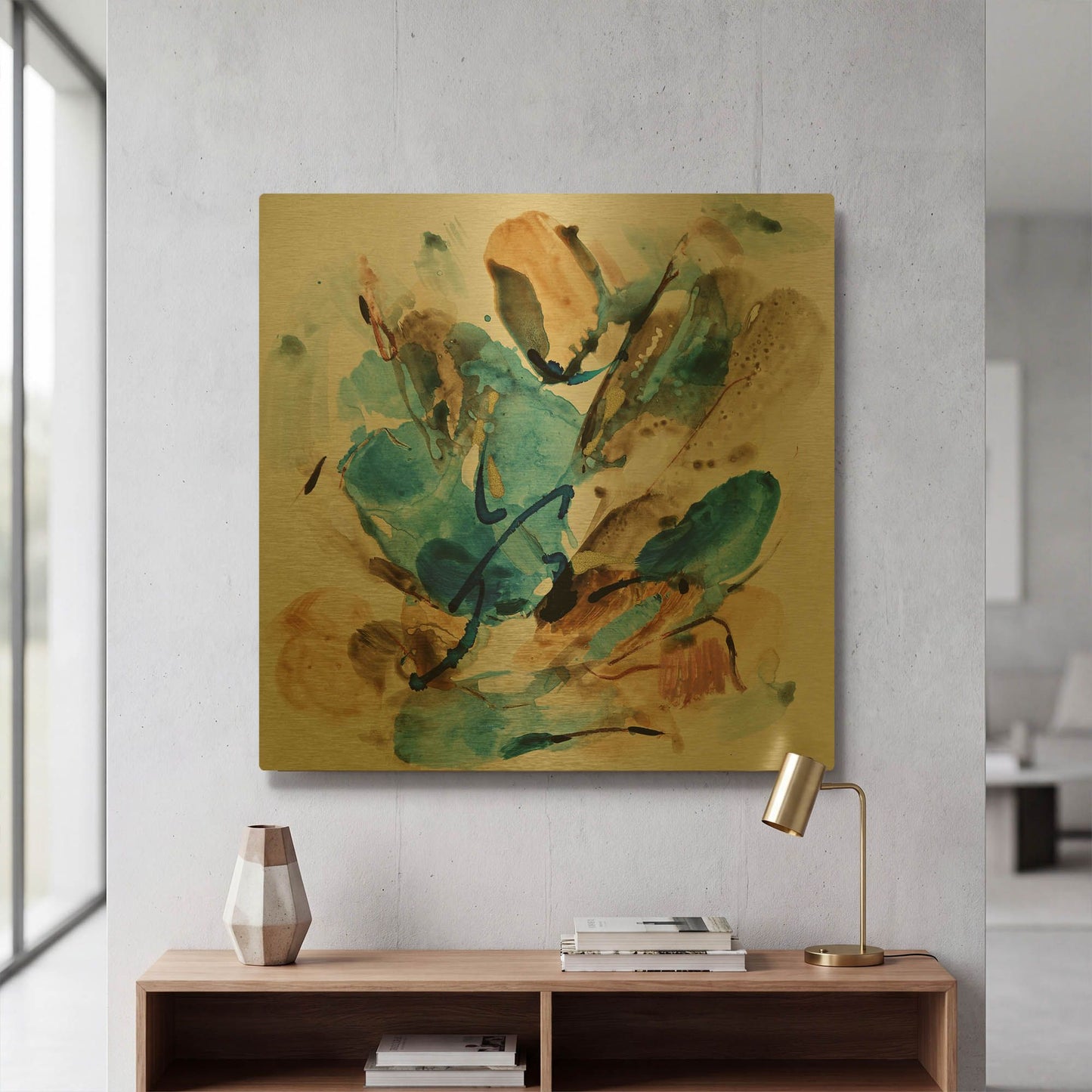 'Expression 6' By Christov Art Gold Metal Wall Art